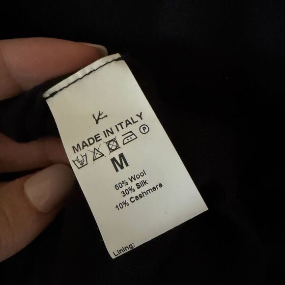 Isaia Wool Silk Cashmere Blend Classic Black Short Sleeve Tee T-Shirt Men Size M - Picture 4 of 11